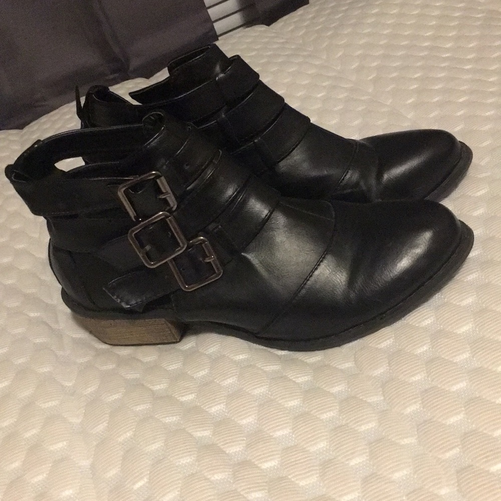 Black Leather Ankle Boots